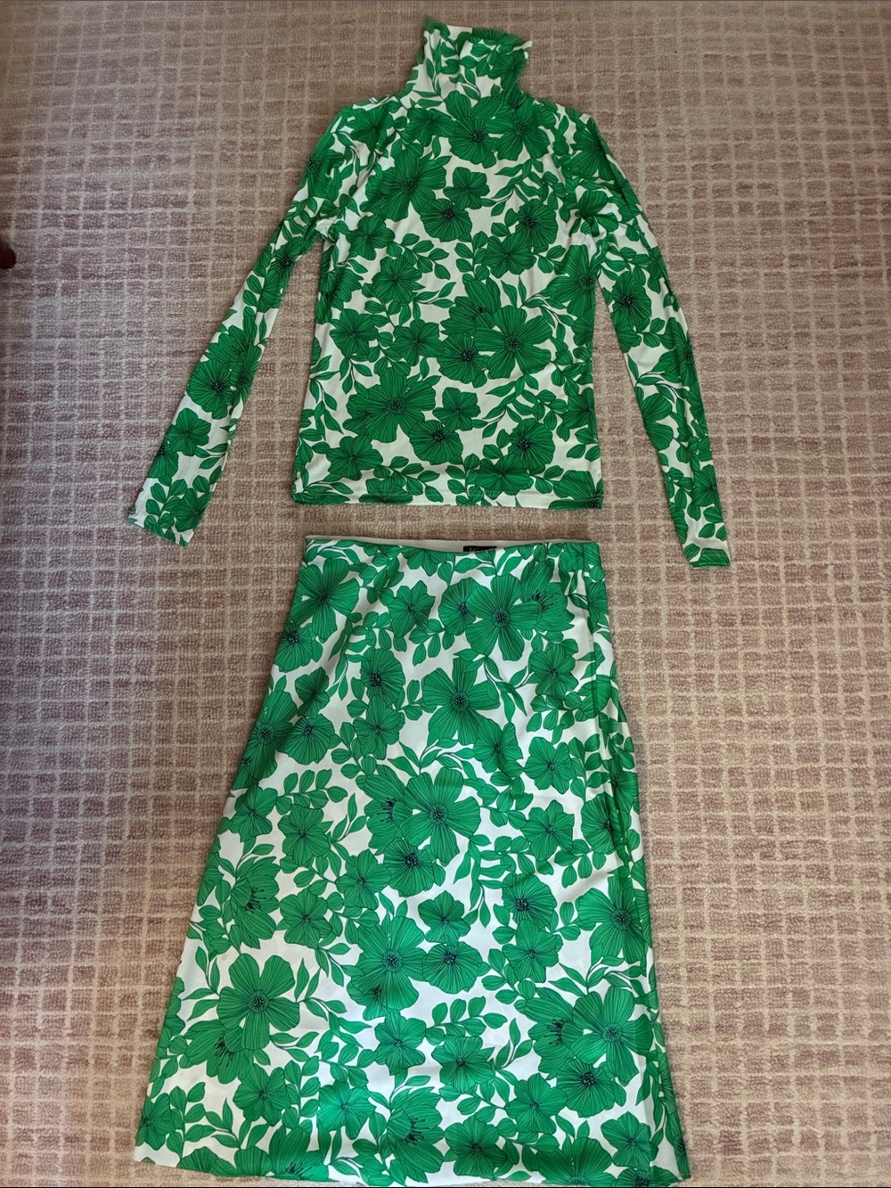 J.Crew Gwyneth slip skirt and stretch turtleneck set in greenhouse floral